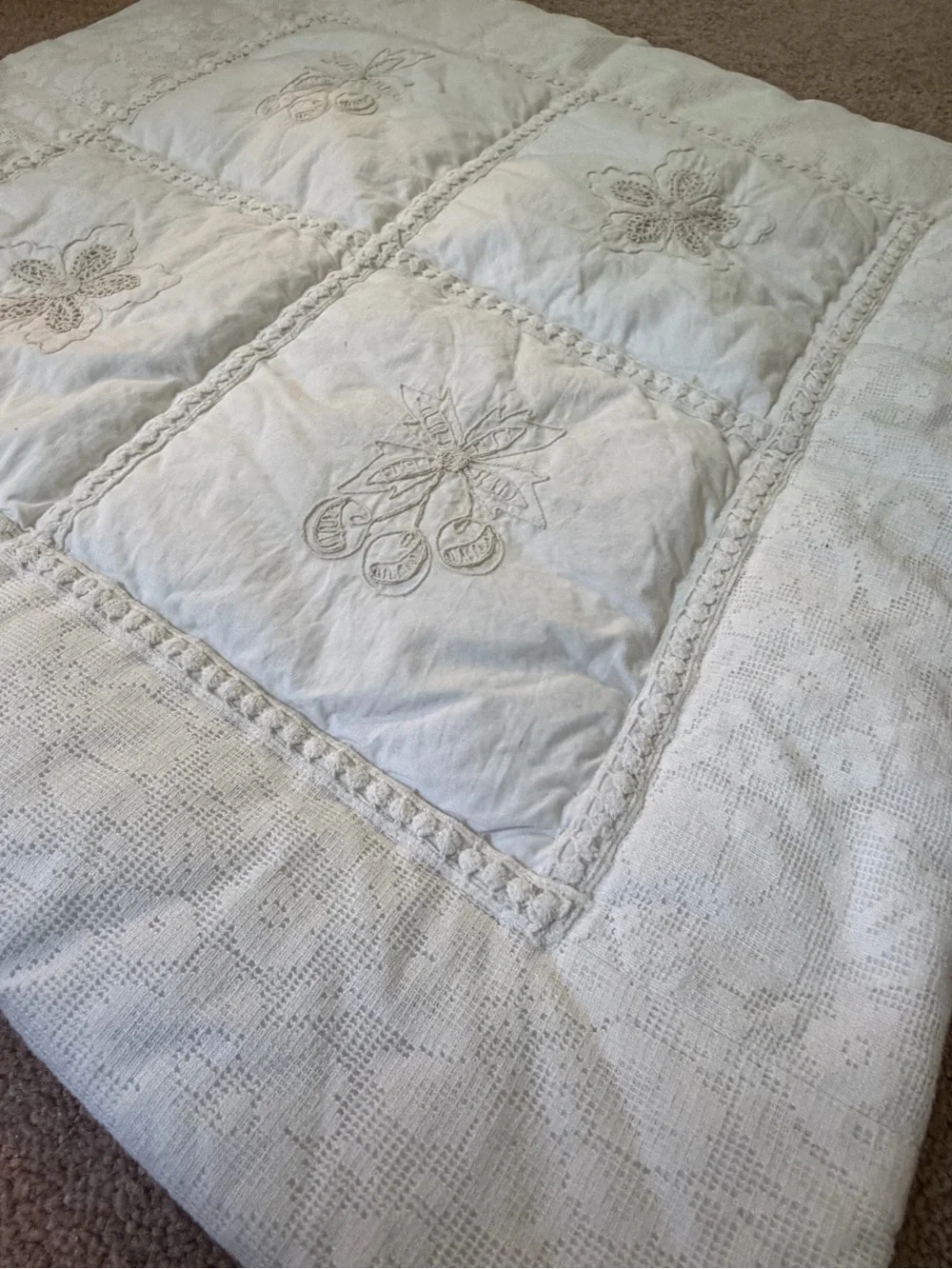 New Anthropologie vienne floral cotton embroidered euro sham lace white cover
